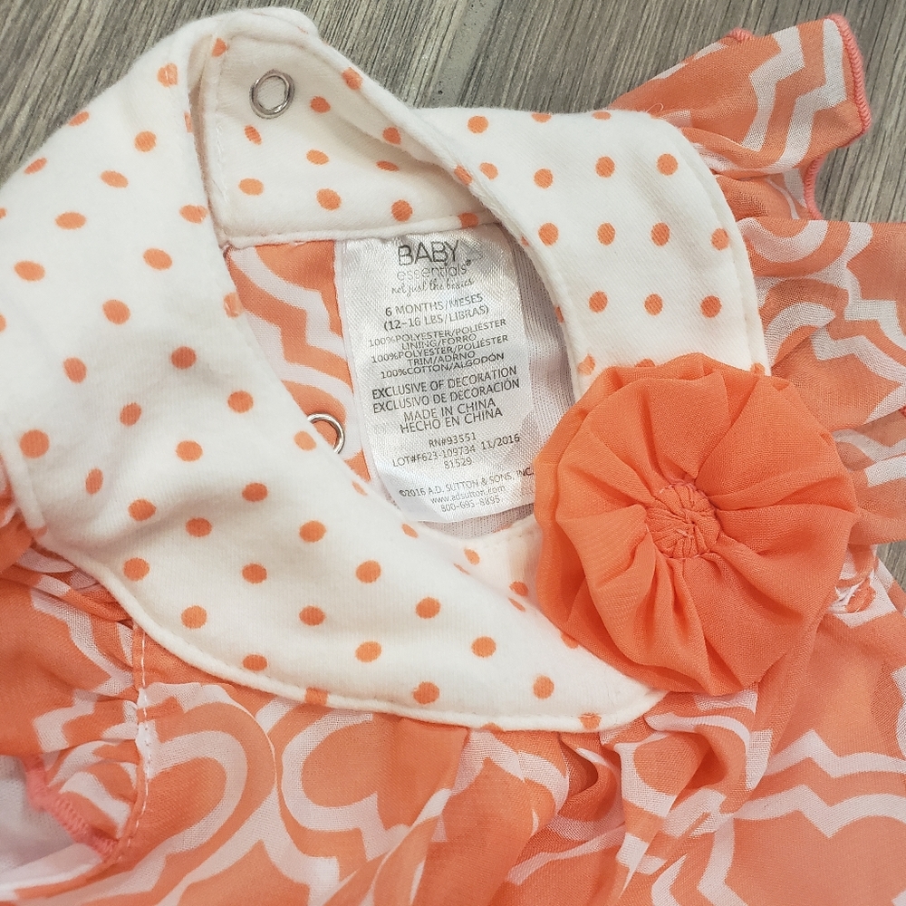 Baby essentials orange & white onsie 6mo - Picture 3 of 4